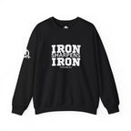 Iron Sharpens Iron - Unisex Heavy Blend™ Crewneck Sweatshirt - Front White Logo - Plain Back