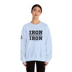 Iron Sharpens Iron - Unisex Heavy Blend™ Crewneck Sweatshirt - Front Black Logo - Plain Back