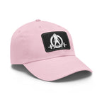 Distressed - Dad Hat with Leather Patch (Rectangle) - White Font