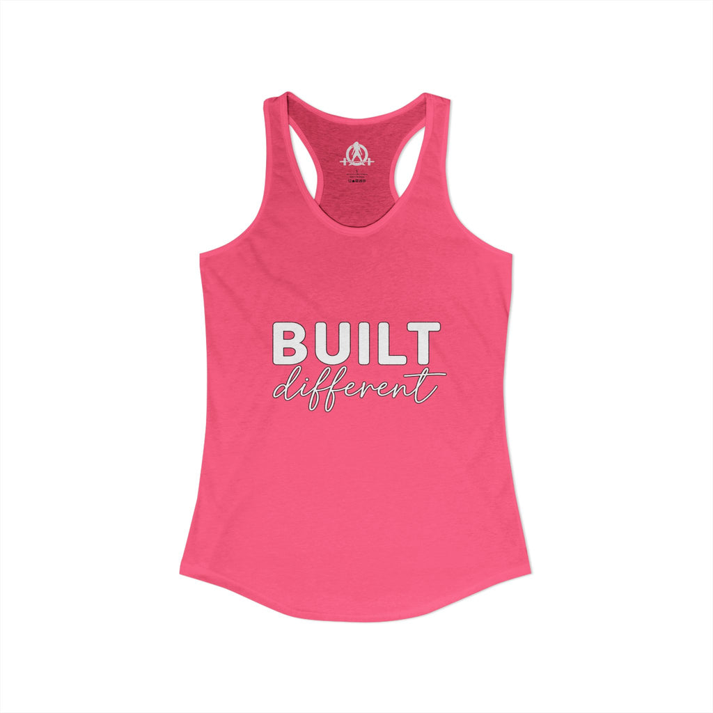 Built Different - Women's Ideal Racerback Tank - White Logo