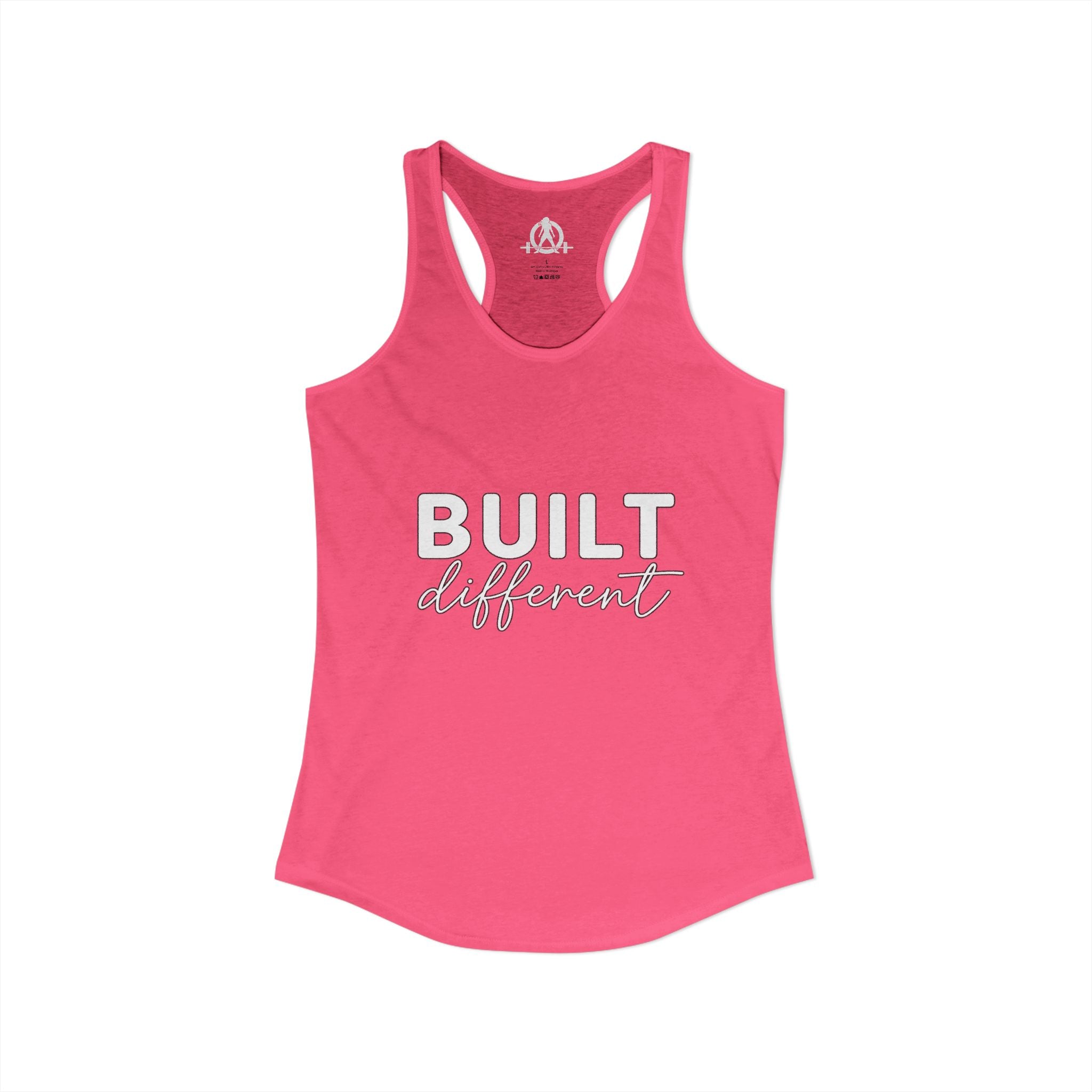 Built Different - Women's Ideal Racerback Tank - White Logo
