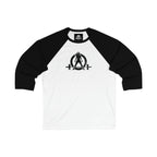 3\4 Sleeve Baseball Tee - Black Distressed Logo