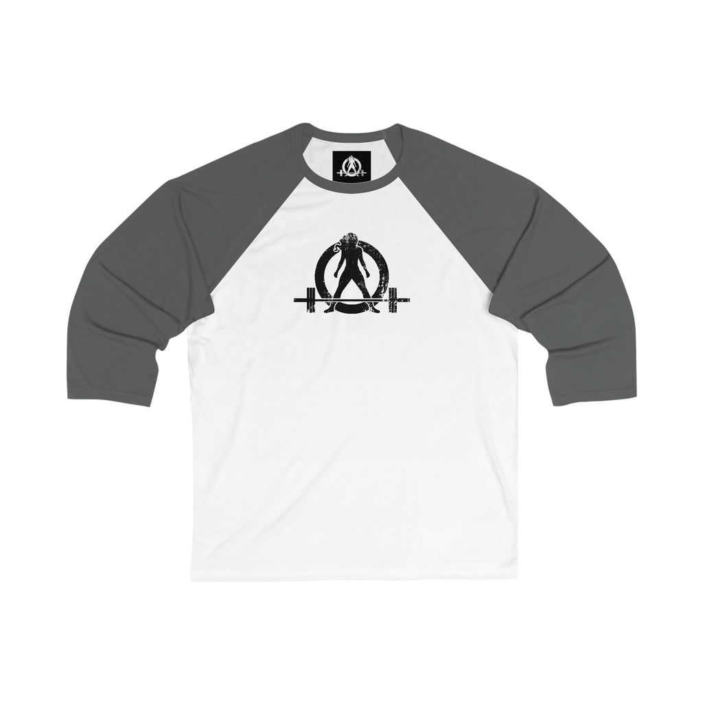 3\4 Sleeve Baseball Tee - Black Distressed Logo
