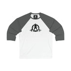 3\4 Sleeve Baseball Tee - Black Distressed Logo