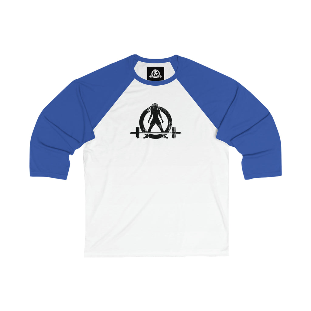 3\4 Sleeve Baseball Tee - Black Distressed Logo