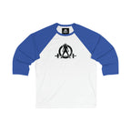 3\4 Sleeve Baseball Tee - Black Distressed Logo