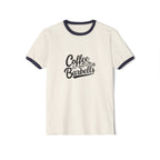 Coffee & Barbells  - Unisex Cotton Ringer T-Shirt - Black Logo Plain Back