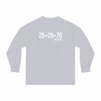 25 + 25 = 70 - Unisex Classic Long Sleeve T-Shirt - White Print on Front & Back