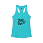Coffee & Barbells - Women's Ideal Racerback Tank - Black Logo Plain Back
