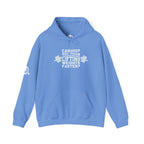 Cardio = Lift Weights Faster - Unisex Heavy Blend Hooded Sweatshirt - White Logo on Front