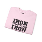 Iron Sharpens Iron - Unisex Heavy Blend™ Crewneck Sweatshirt - Front Black Logo - Plain Back