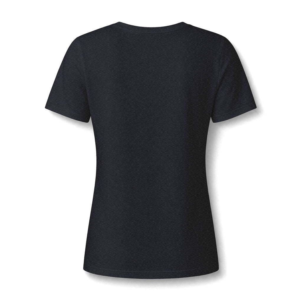 WWLW Women's Relaxed Heather CVC V-Neck Tee -  Black Logo