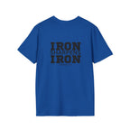 Iron Sharpens Iron - Unisex Softstyle T-Shirt - Black Logo Front & Back