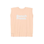 Bench. Press. Women’s Muscle Tee — Flowy Rolled Cuff Gym Top