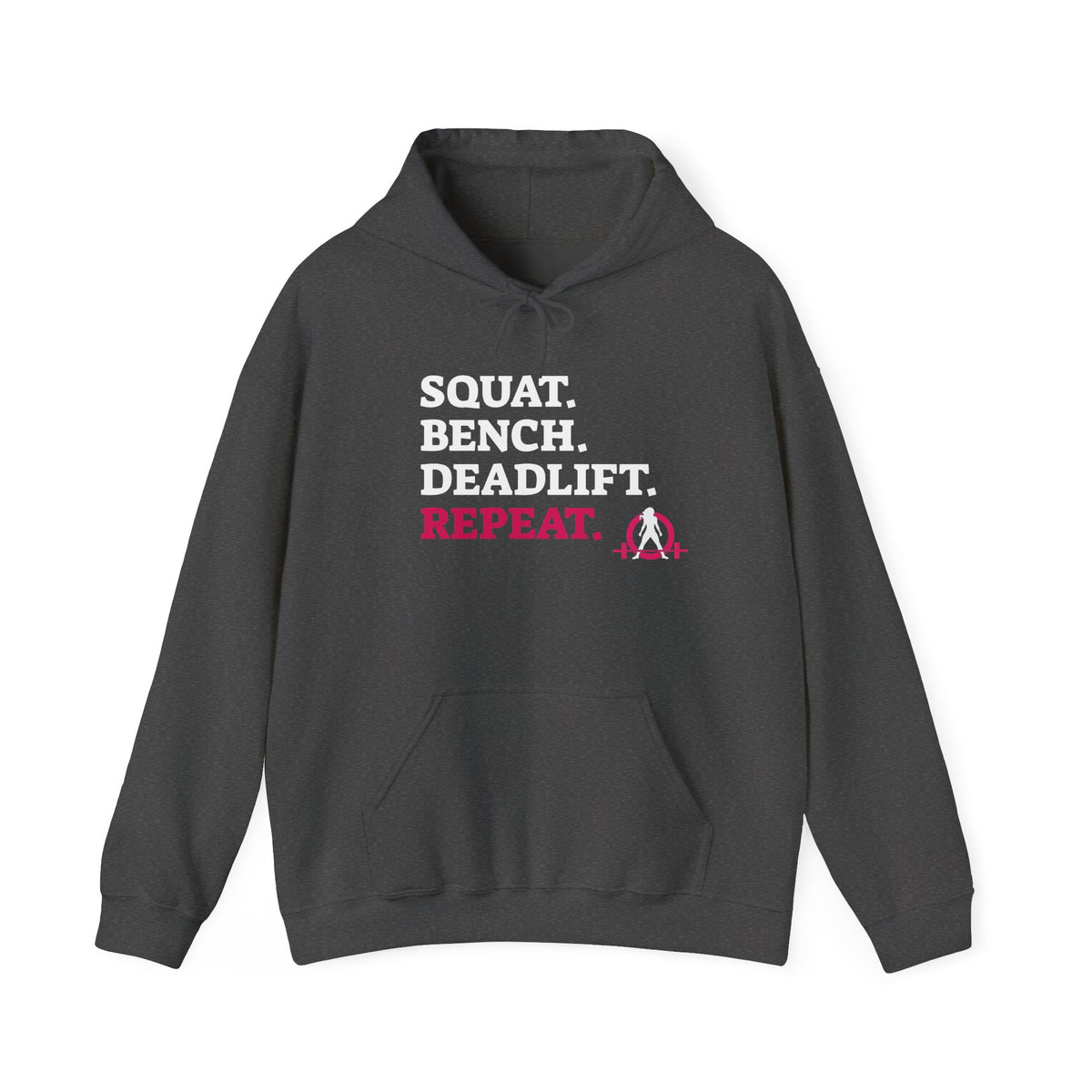 WWLW “Squat • Bench • Deadlift • Repeat” Hoodie - White Logo - Plain Back