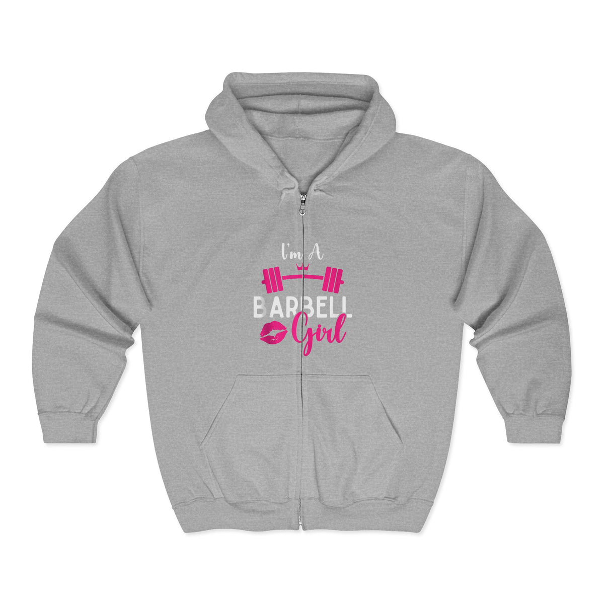 I'm a Barbell Girl - Unisex Heavy Blend™ Full Zip Hooded Sweatshirt – Front Logo