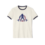 USA Collection - Unisex Cotton Ringer T-Shirt - Logo Front Plain Back