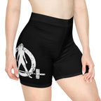 Women's Biker Shorts - Black with Distressed White Logo