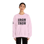 Iron Sharpens Iron - Unisex Heavy Blend™ Crewneck Sweatshirt - Front Black Logo - Plain Back