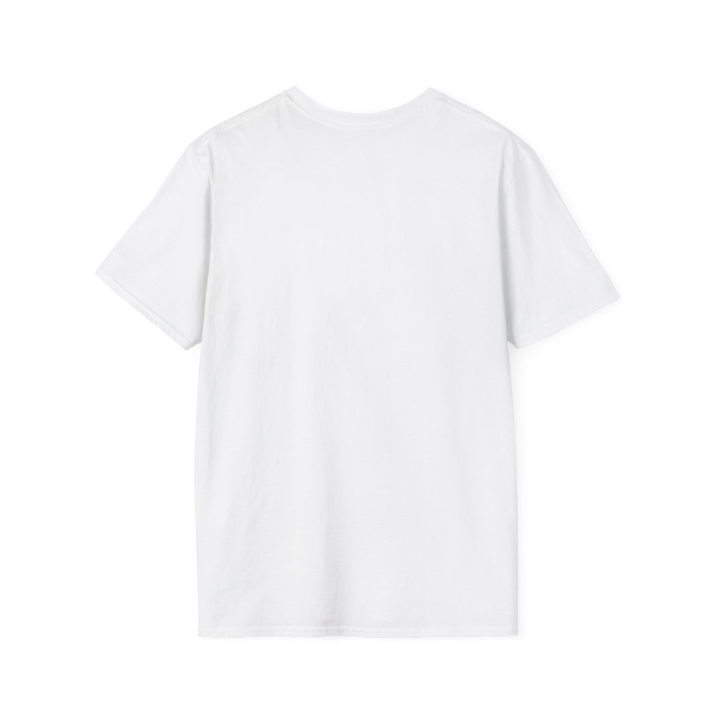 45 + 45 = 135 - Unisex Softstyle T-Shirt - Black Print on Front Plain Back