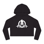 Women’s Cropped Hooded Sweatshirt - White Distressed Logo