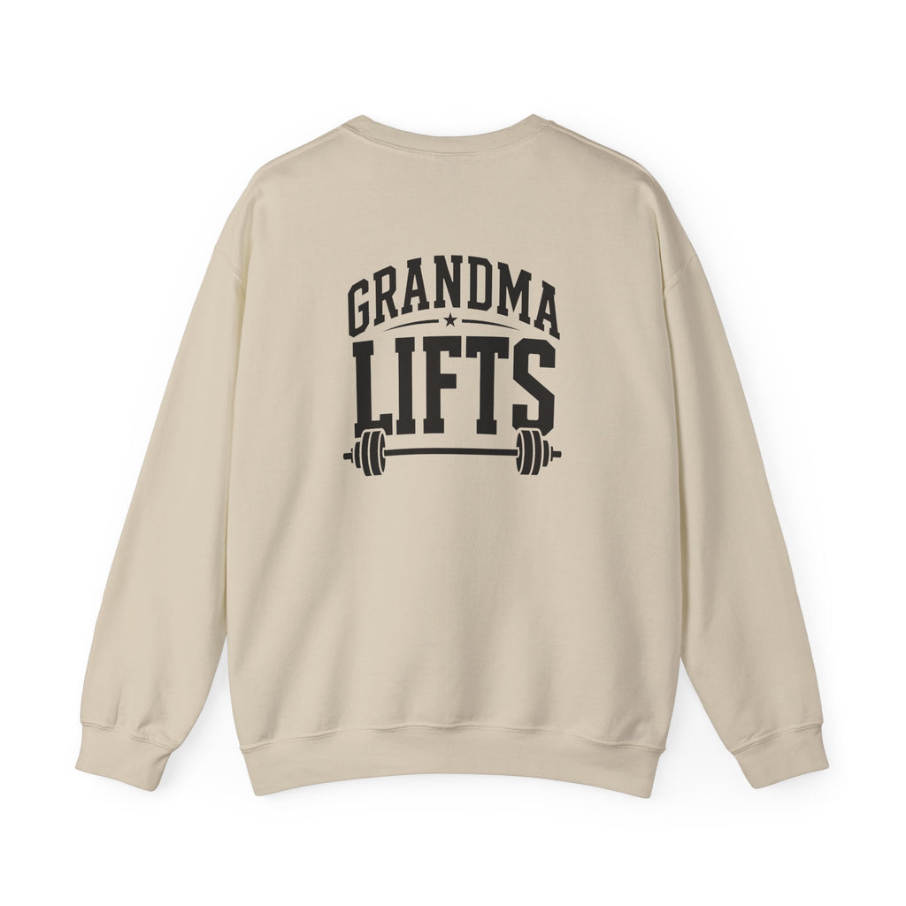Grandma Lifts - Crewneck Sweatshirt — Front & Back Black Logo