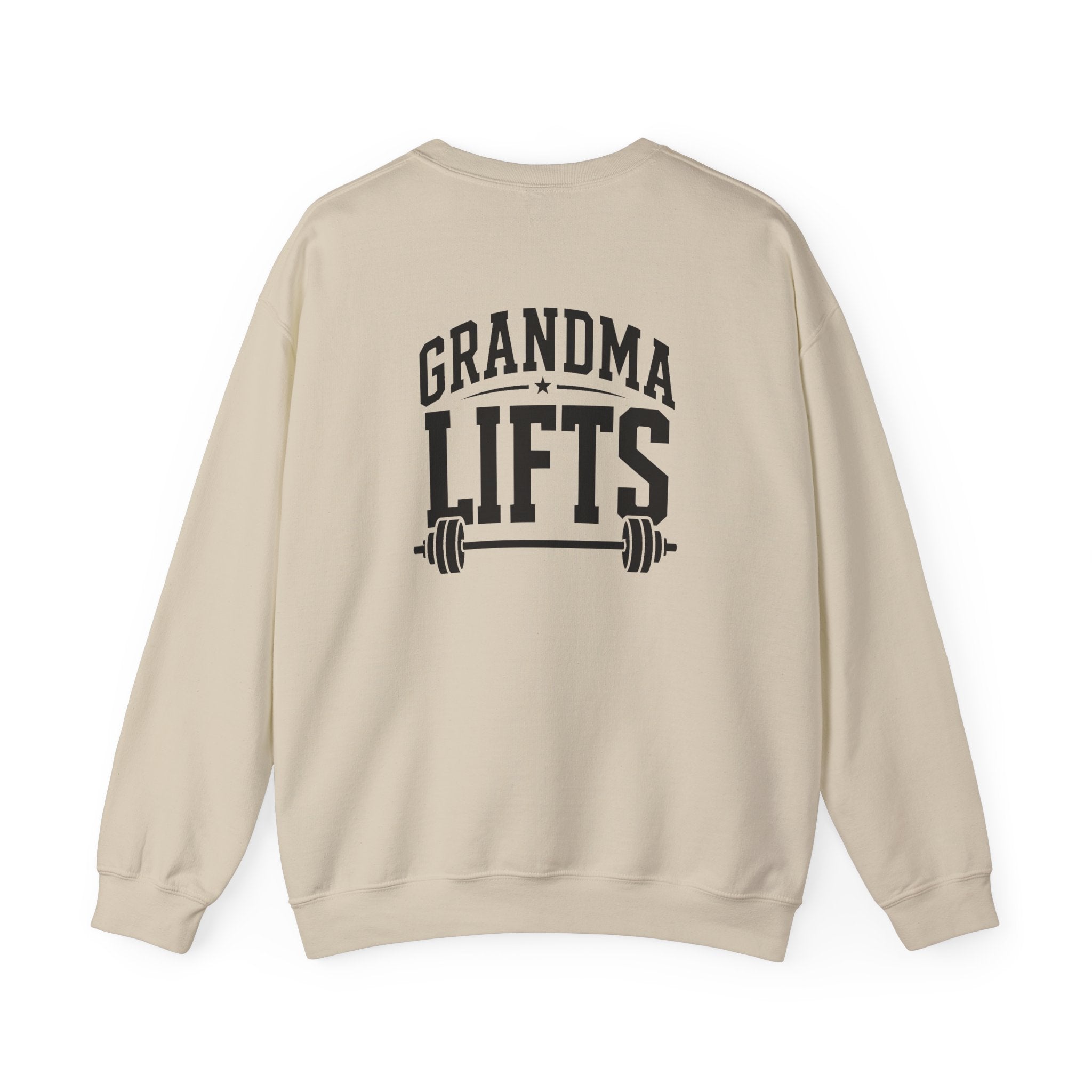 Grandma Lifts - Crewneck Sweatshirt — Front & Back Black Logo