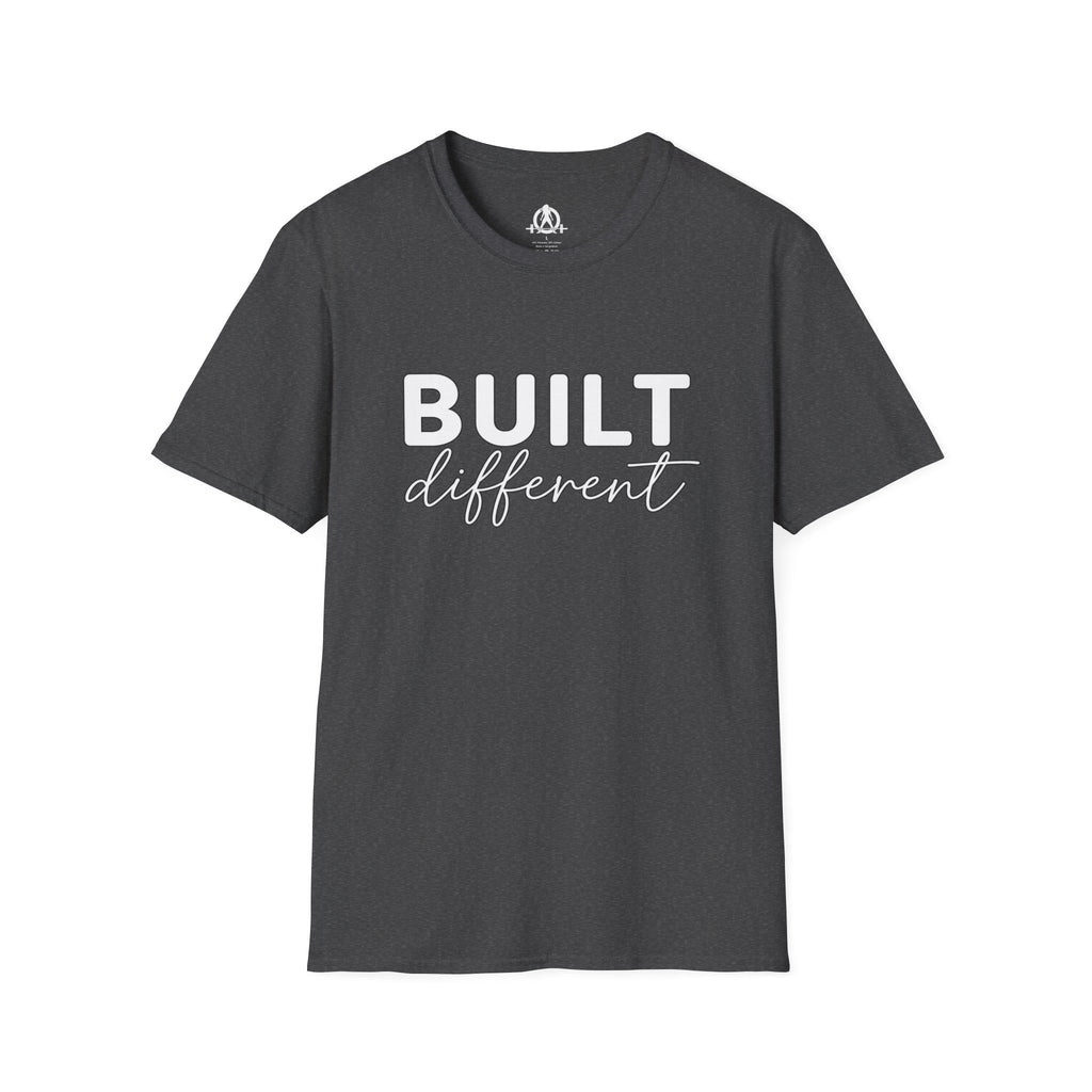 Built Different Unisex Softstyle T-Shirt — Front White Logo
