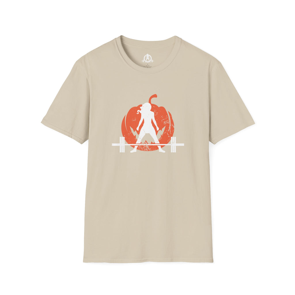 Halloween Pumpkin  - Unisex Softstyle T-Shirt - White Logo - Plain Back