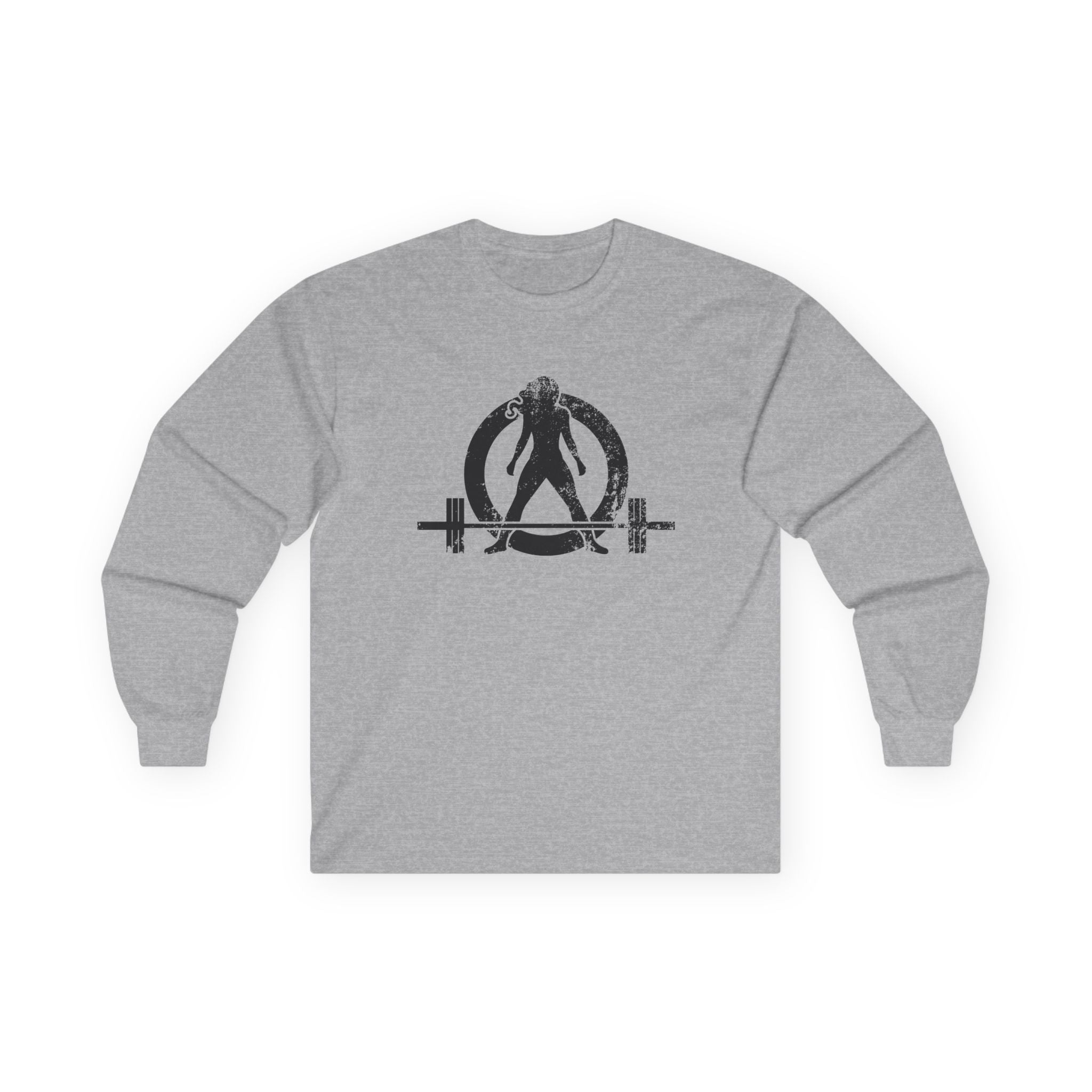 Lift Heavy Run Fast - Ultra Cotton Long Sleeve Tee - Black Logo Front & Back