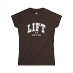 Lift Like A Girl - Women's Softstyle Tee - White Logo Main Front & Back