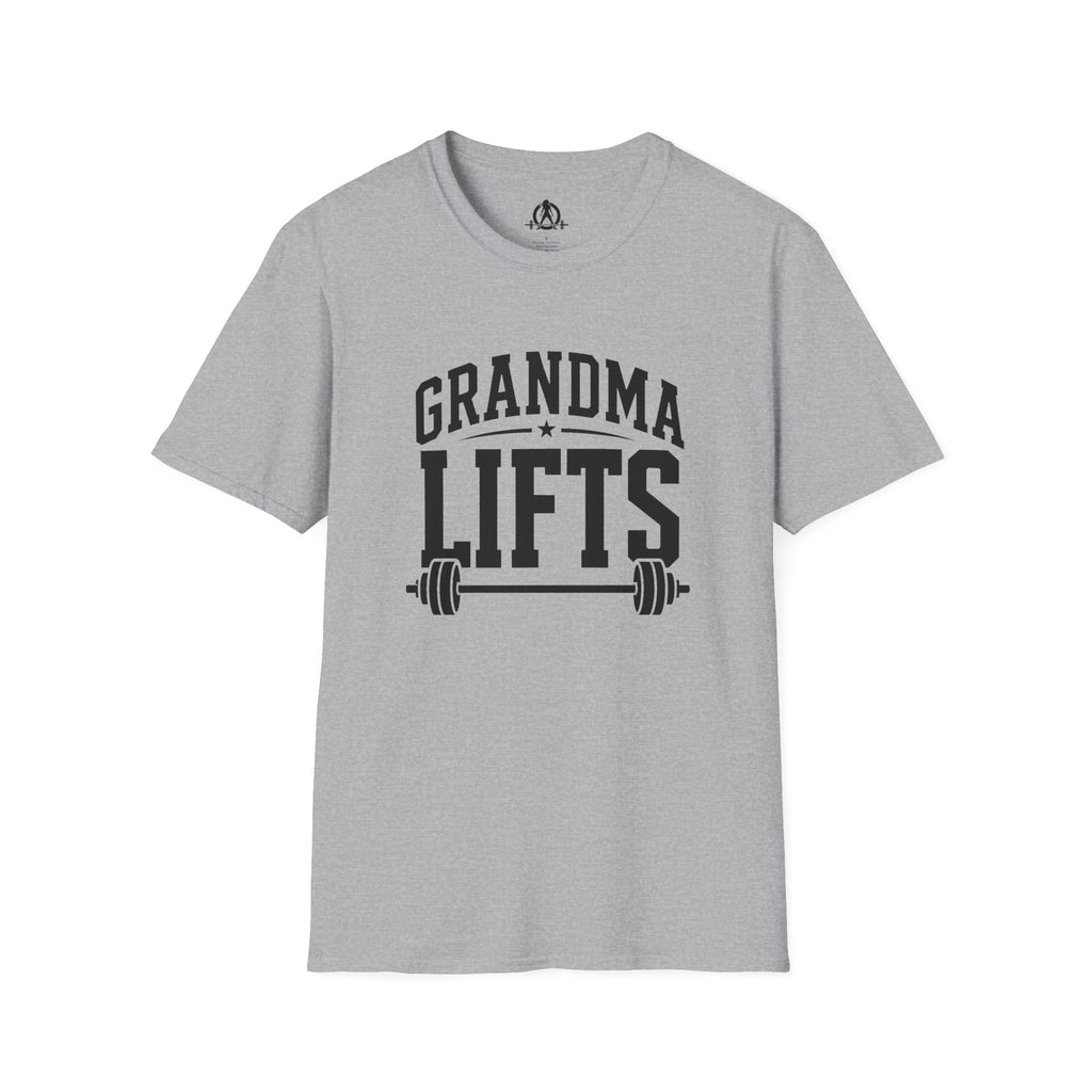Grandma Lifts -  Unisex Softstyle T-Shirt — Front Black Logo