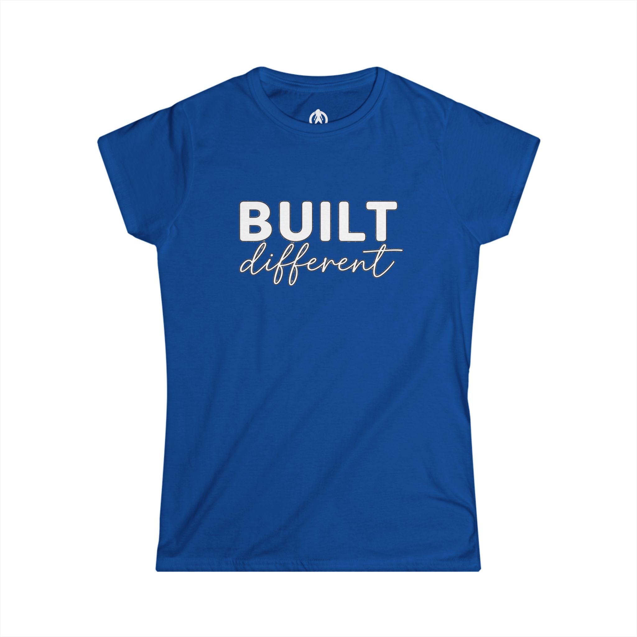 Built Different - Women's Softstyle Tee - White Logo Plain Back