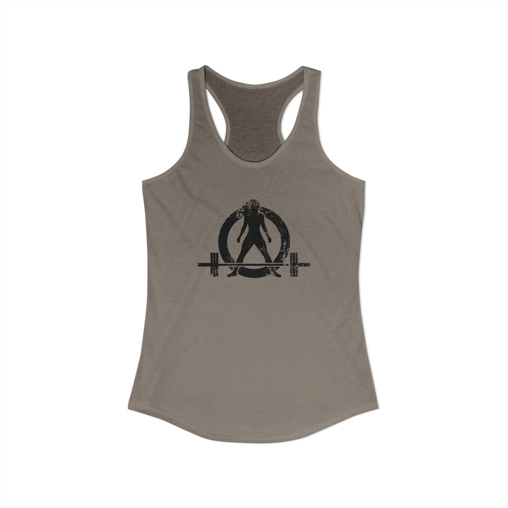 I Could Deadlift You - Women's Ideal Racerback Tank - Black Distressed Logo + Back