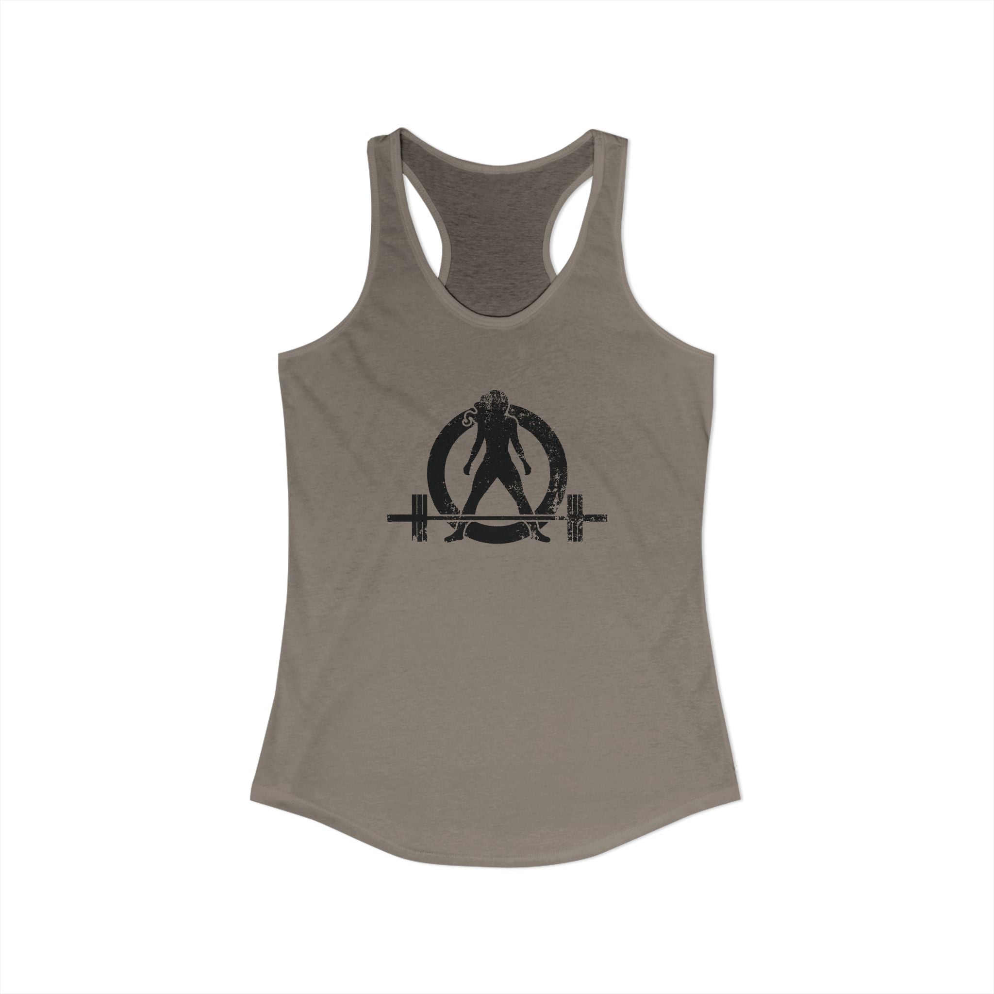 I Could Deadlift You - Women's Ideal Racerback Tank - Black Distressed Logo + Back