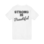 Strong Is Beautiful - Distressed Black Logo - Unisex Jersey Short Sleeve V-Neck Tee