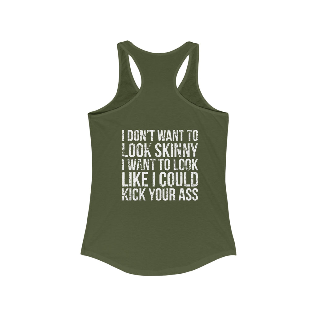 Kick Your Ass - Classic White Logo - Ideal Racerback Tank