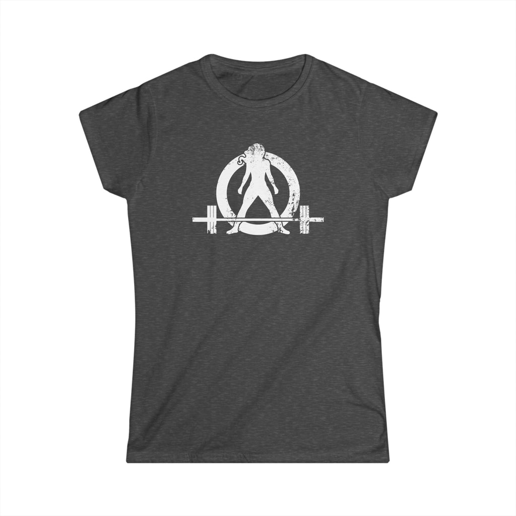 I DON'T WANT TO LOOK SKINNY I WANT TO LOOK LIKE I CAN KICK YOUR ASS - Women's Softstyle Tee - Distressed White Logo