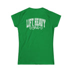 Lift Heavy Shit - Women's Softstyle Tee - White Distressed Logo + Print On Back
