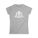 Lift Heavy Shit - Women's Softstyle Tee - White Distressed Logo + Print On Back