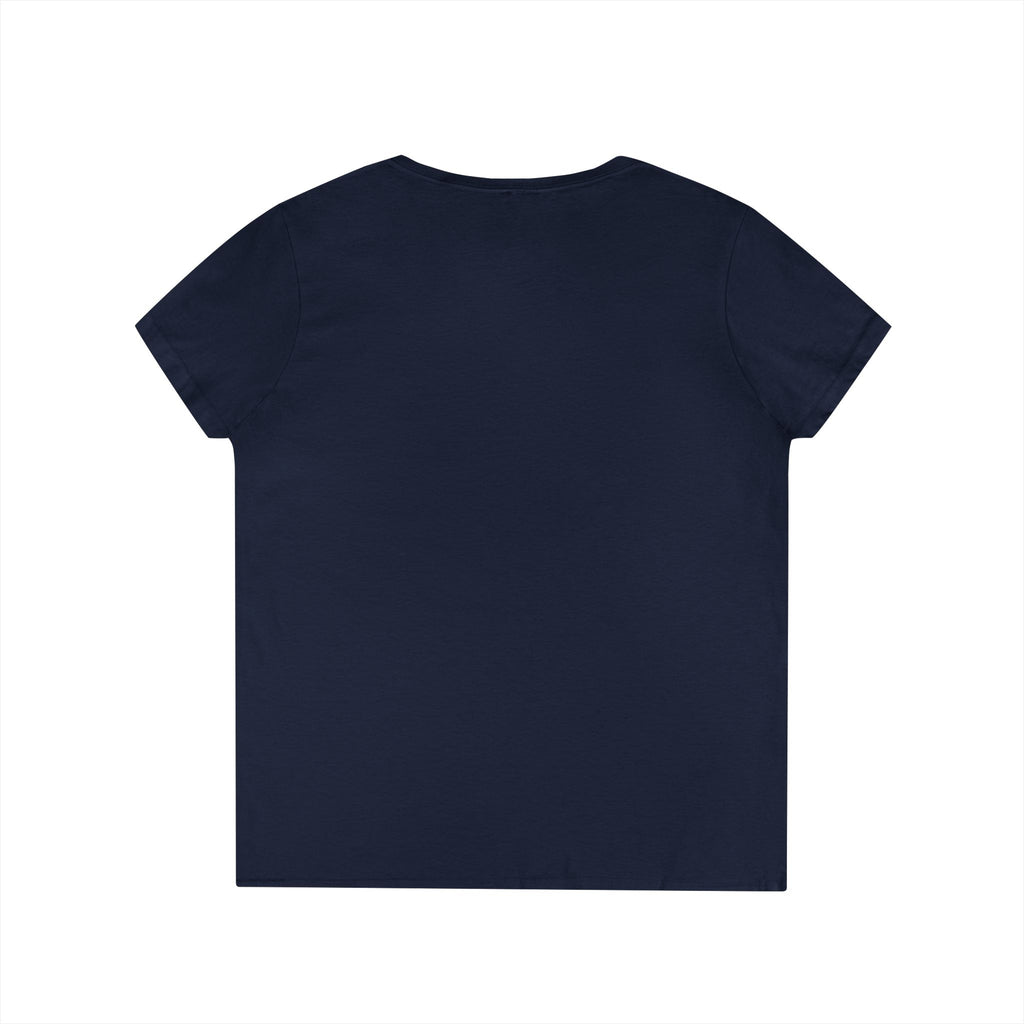 Ladies' V-Neck T-Shirt -  White Distressed Logo