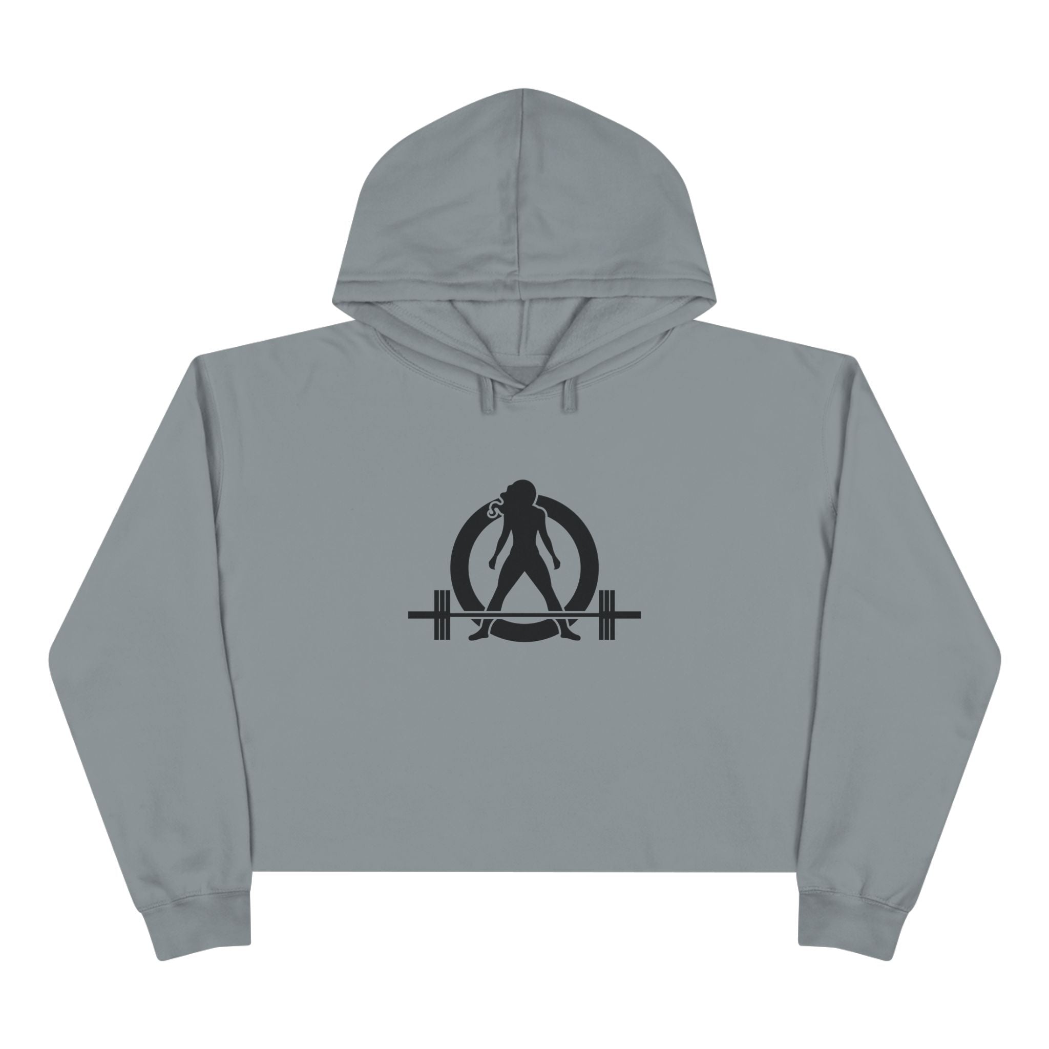 Empowered Crop Hoodie – For Strong Women Who Lift - Black Classic Logo