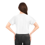 Crop Tee AOP - White - Black Distressed Logo