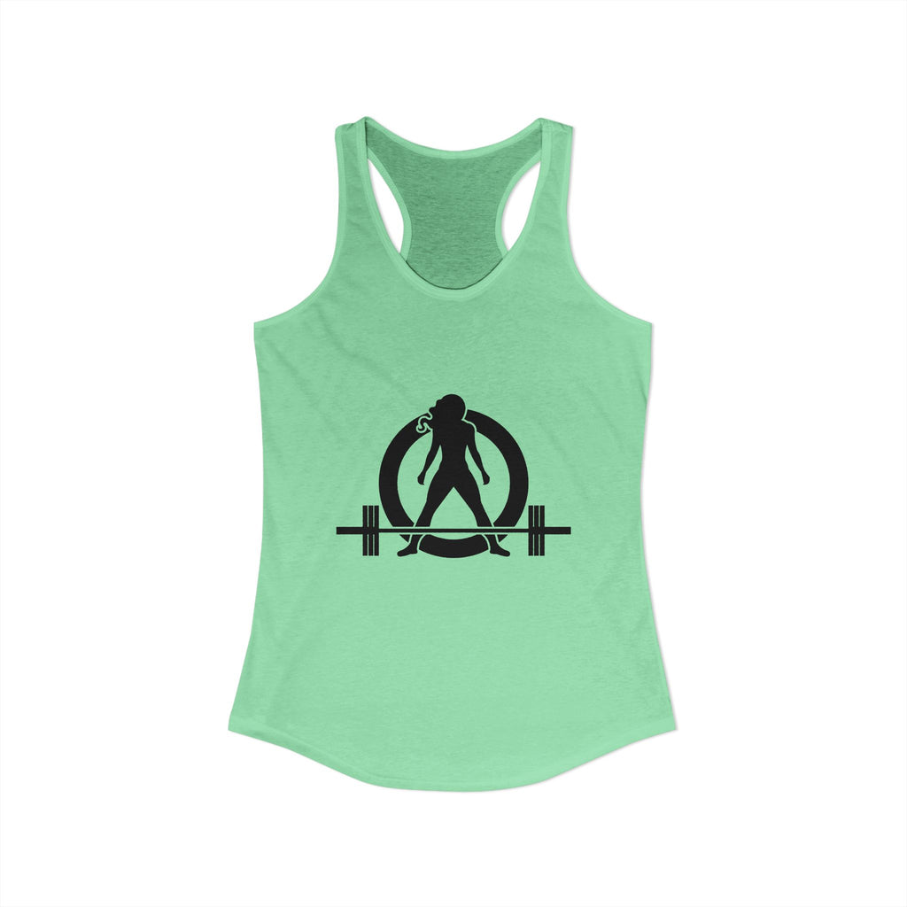 ALL I NEED IS Coffee and a barbell - Women's Ideal Racerback Tank - Dark Logo Front & Back