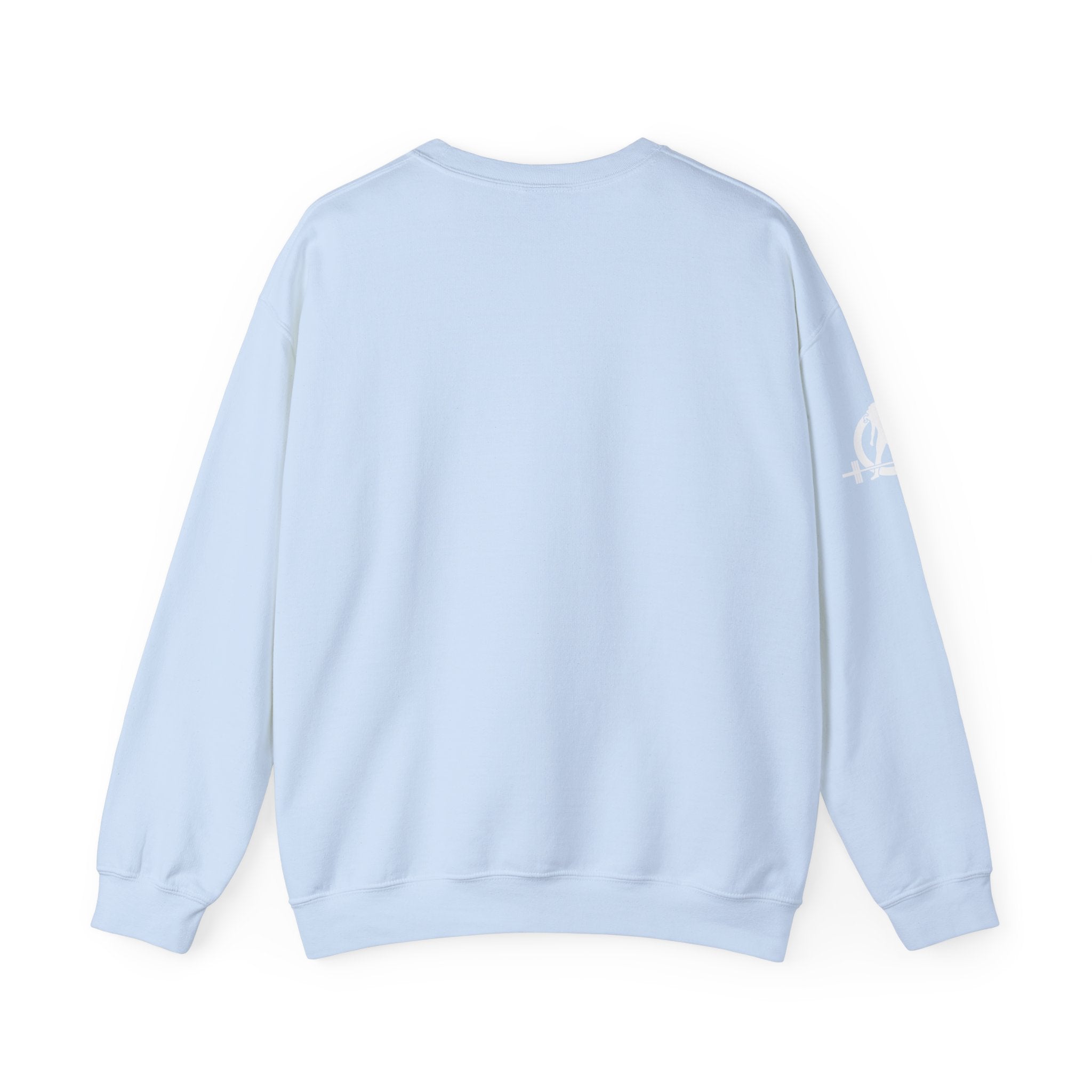 Iron Sharpens Iron - Unisex Heavy Blend™ Crewneck Sweatshirt - Front White Logo - Plain Back