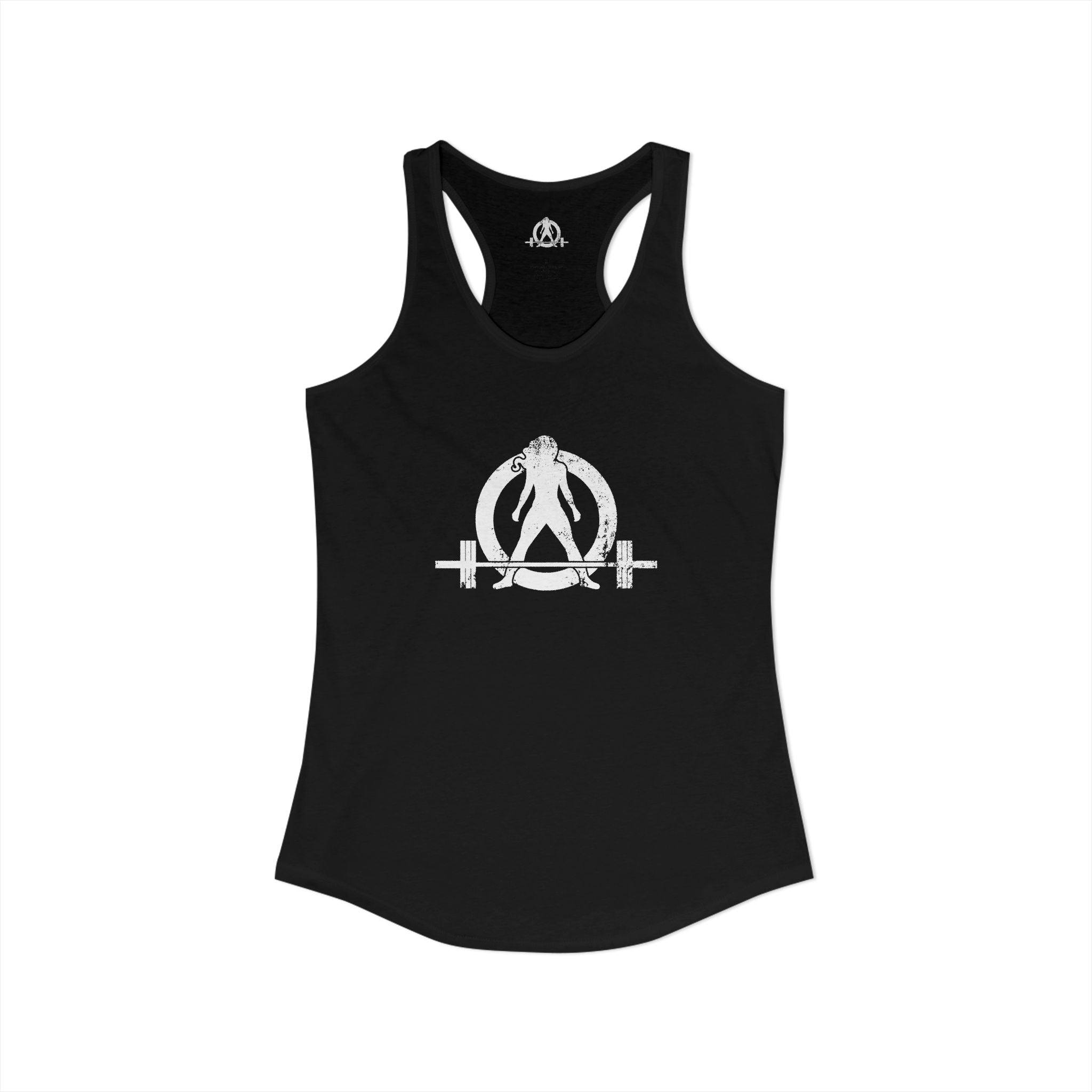 I Could Deadlift You - Women's Ideal Racerback Tank - White Logo - Front & Back Print