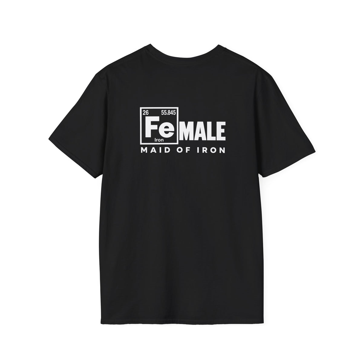 Maid of Iron - Black Unisex Softstyle Tee - WWLW Front + Maid of Iron Back
