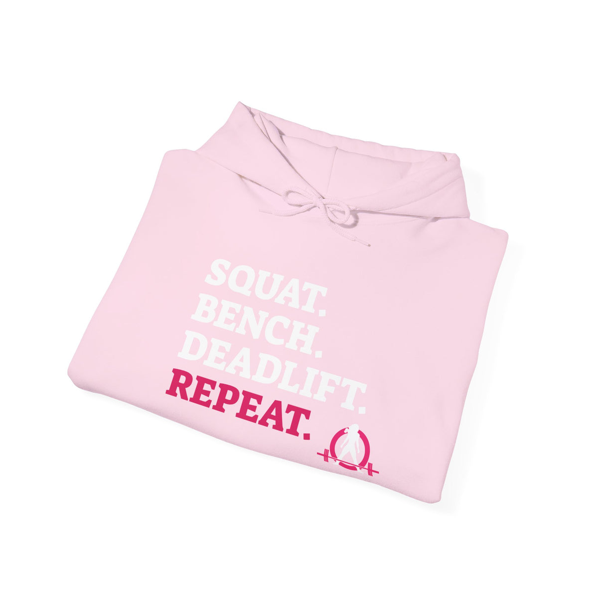 WWLW “Squat • Bench • Deadlift • Repeat” Hoodie - White Logo - Plain Back