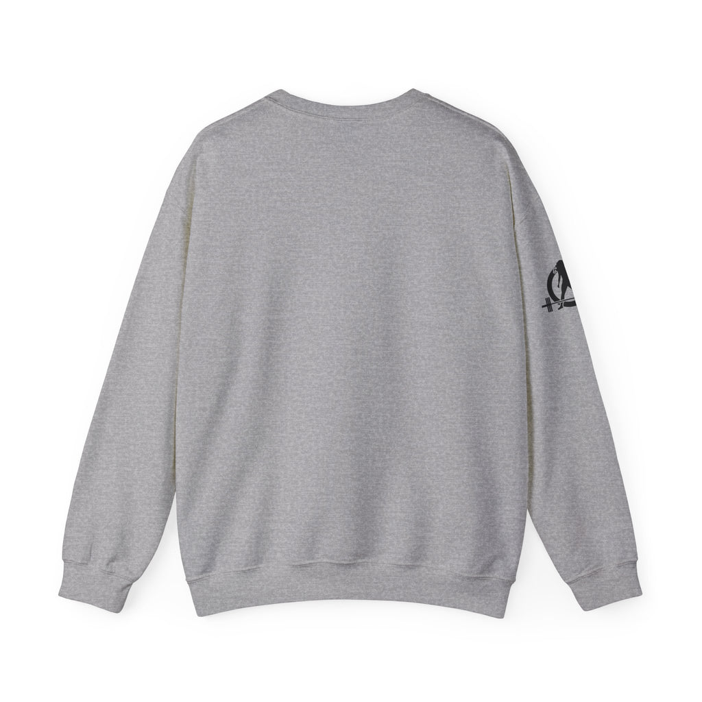 Iron Sharpens Iron - Unisex Heavy Blend™ Crewneck Sweatshirt - Front Black Logo - Plain Back
