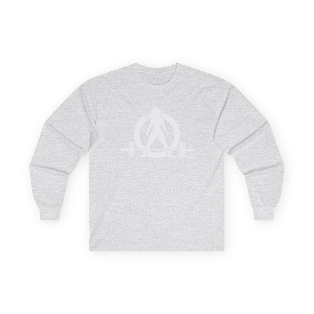 Lift Heavy Run Fast - Ultra Cotton Long Sleeve Tee - White Logo Front & Back